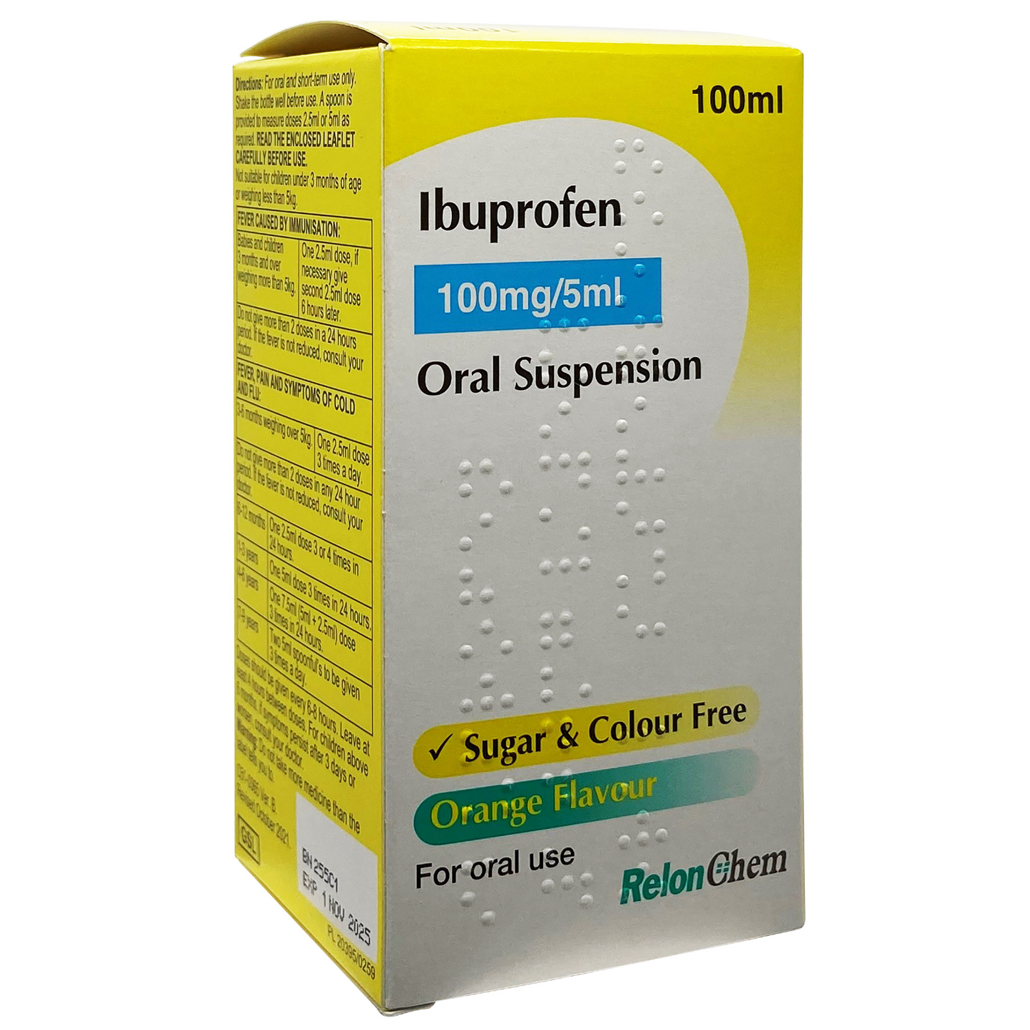 Ibuprofen 100mg/5ml Oral  Suspension x 100ml