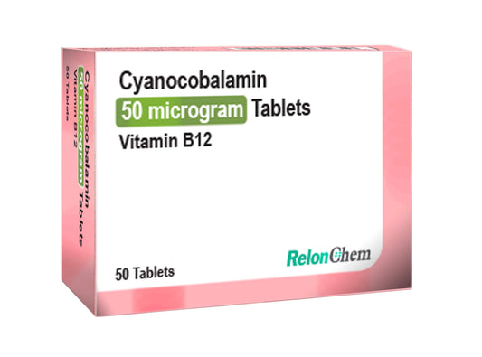 Cyanocobalamin 50 microgram Film-coated Tablets x 50